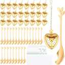 25 Sets Bridal Shower Tea Party Favors for Guests,Mini Spoons, Heart Shaped Tea Infusers, Thank You Cards, and Organza Present Bags, Wedding Souvenirs for Guests(Gold)