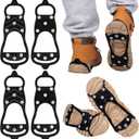 Non Slip Gripper Spike - Ice Traction Cleats Walk Traction Cleat Sturdy Ice Snow Grips for Shoes & Boots with Steel Studs Crampons (4 Pairs Black)