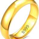 24K Yellow Gold Couples Rings 4mm 5mm Tungsten Wedding Band Adjustable Ring for Men Women Gold Domed High Polish Comfort Open Ring Couples Gifts for Men 5mm