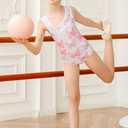 RONGTAI Girls Gymnastics Leotard Sleeveless Sloping Shoulders Ballet Dance Set for 3-12Y Kids (9-10 Years, Butterfly)