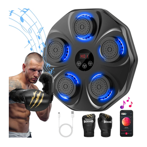Music Boxing Machine, Interactive Punching Trainer with Boxing Gloves, Large Size Wall Mounted Electronic Boxing Target for Adults Kids, 9 Modes & 9 Speeds