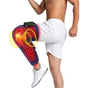Red Light Therapy Pad for Knee and Calf with Heat & Massage, 5000mAh Cord-Free Controller with 100 Red&Infrared Lights, Adjustable 3 Light Levels/3 Vibration/Pulse Mode/Timer for Knee Leg Arm (Blue)
