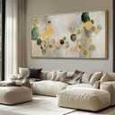 Abstract Canvas Wall Art Gold Circle Painting Green Artwork Framed Wall Prints 29"x 58" Office Wall Decor Colorful Pictures for Living Room Bedroom