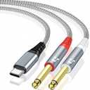 USB C to 1/4 inch Audio Cable, USB C to Dual TS Mono Cable, Type C to Dual 6.35mm TS Y-Splitter Audio Cord for Smartphone, Tablet, Laptop Link to Amplifier, Mixing Console, Speaker - 6.6 Feet