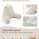 Blissful Diary Reading Pillow, Large Backrest Pillow with Shredded Memory Foam for Adult & Children, Designed for Bed and Couch Sitting Up, Includes Arms, Pockets and Washable Cover, Off White