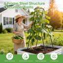Heavy Duty Cucumber Trellis50"x17"Adjustable A-Frame Trellis for Climbing PlantsMetal mesh Design, Rust-Proof and UV-ResistantGarden Trellis for Cucumber Beans and Vine Type Plants.Black&2 Pcs
