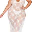 Dreamgirl Women's Plus White Gown & G-String (1X)