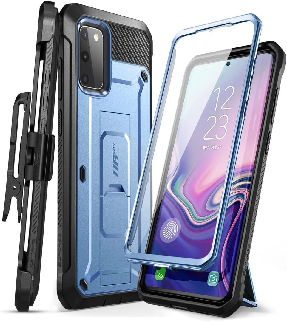 SUPCASE for Samsung Galaxy S20 FE 5G Case with Screen Protector (Unicorn Beetle Pro), [Built-in Stand & Belt-Clip] Heavy Duty Full-Body Rugged Protective Phone Case for Samsung S20 FE 5G, Blue