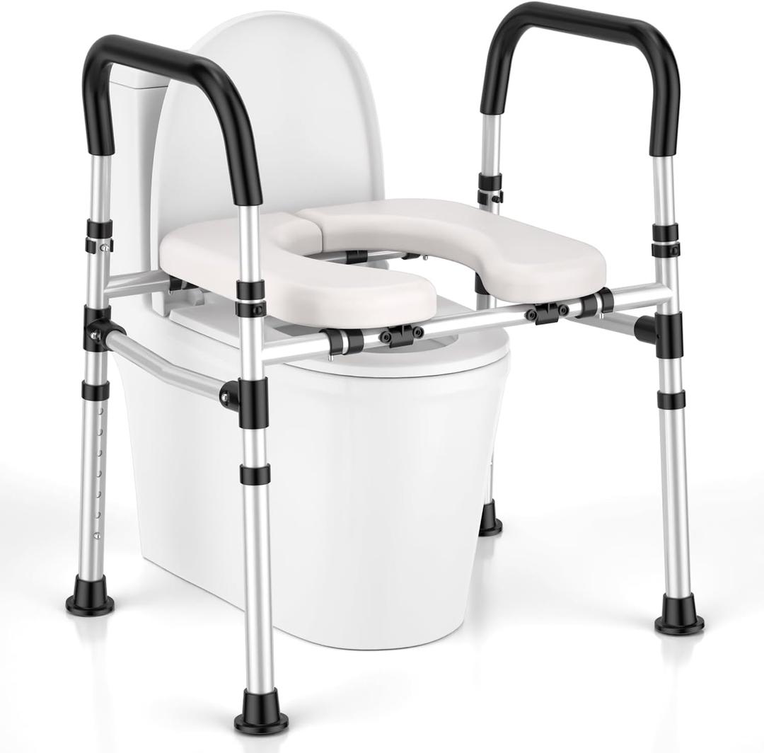 Toilet Seat Riser for Seniors, Raised Toilet Seat with Handles - FSA/HSA Eligible, Adjustable Height & Width, Supports 400 lbs - Universal Fit for Elderly, Handicap, Post-Surgery & Pregnancy