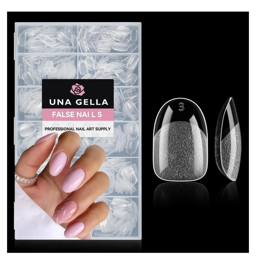 UNA GELLA Oval Round Nail Tips Half Matte 504pcs Short Oval Round Gel Nail Tips Easily Nail Extension for False Fake Acrylic Press On Nails, 12 Sizes Short Gelly Tips