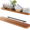 BATODA 36" Acacia Wood Floating Shelves Wall Mounted (Round Edge)  Rustic Farmhouse Wooden Wall Storage Shelf for Bedroom, Kitchen - Brackets and Shelving Hardware Included (Acacia,36 Inch Length)