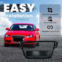 Front Bumper Grille for 2009-2012 Audi A4 B8 Replacement Front Radiator Grill, ABS Upper Hood Hollow Grille Part Car Radiator Guard for 2009 2010 2011 2012 Audi A4 B8