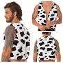Mens Cow Print Costume Vest Adult Festival Halloween Sleeveless Cosplay Partywear Hippie Costume Waistcoat,  XL