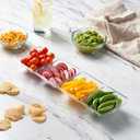 Plasticpro 4 Sectional Rectangle Plastic Disposable Serving Tray/Platter 5 X 16 Clear Pack of 4