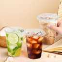 Clawsoff 16 oz 100 Pack Clear Plastic Cups with Lids, Sturdy Iced Coffee Cups with Sip Lids, Disposable Food Safe Smoothie Cup for Cold Drinks, Juice, Milkshake