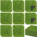 TURSTIN 30 Pieces Artificial Grass Mat 12 x 12 Inch Fake Grass Square Mat Synthetic Turf Patch Tiles with Drainage Holes Realistic Grass Rug for DIY Crafts Patio Indoor Outdoor Decor, Grass Green