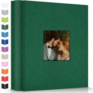 Artfeel Photo Album 4x6 with 600 Pockets,Slip-in Picture Albums,Linen Cover Memory Book with Front Window,White Page Vertical Photo Book for Wedding,Family,Anniversare,Baby,Vacation (Dark green)