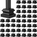 Iron Baluster Shoes Stair Flat Shoe with Screw for 1/2 Inch Square Scroll Basket Twist Knuckle Staircase Balusters Metal Spindle Railing, Satin Black (48 Pcs)