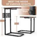 Fashion TV Tray Table with Large Tabletop, Adjustable Sofa Table with Storage Baskets, Strong Metal Frame, Tv Dinner Tray Table for TV Watching, Meals, Snacks (Oval, Brown, 16.93inch x 12.6inch)