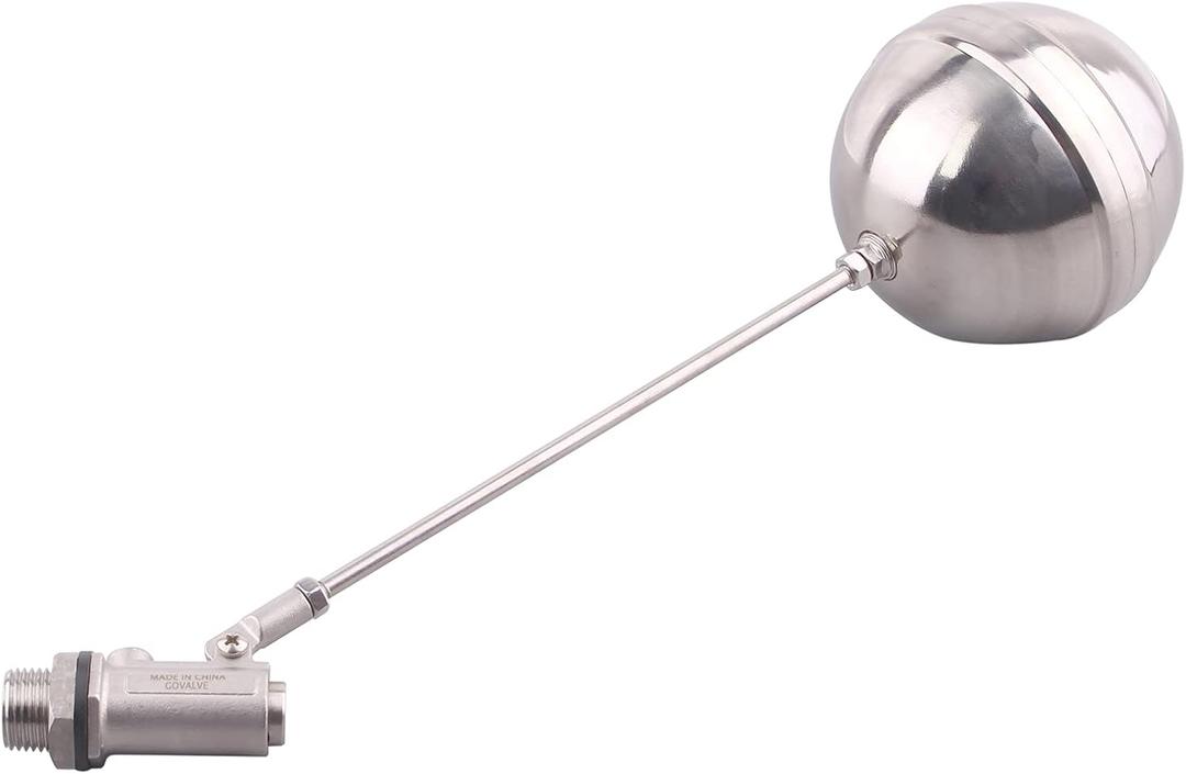 Stainless Steel Float Ball Valves - 1/2 NPT Male Thread Flow Control Float Sensor Valve Automatic Water Level Control Float For Tank Pond Water Tower