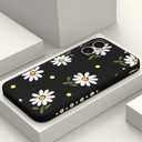 for iPhone 17 Case, Flower Protective Bumper Slim Soft Phone Cover for iPhone 17 6.3 inch, Daisy Black