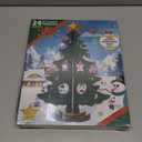 Christmas Countdown Advent Calendar,with a Tabletop Wooden Christmas Tree and 28 Ornaments Snowman Santa Decorations for Boys, Girls and Kids Party Favors, Classroom Prizes, Xmas Gift (Style 1)