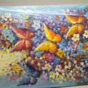 V-inspire Art,Modern Hand-Painted Oil Paintings Colorful Floral Acrylic Oil Painting on Canvas 30 x 45 inch Butterfly Flowers Wall Art Home Decoration