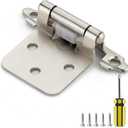 Ravinte 50 Pack 25 Pairs 1/2 Inch Overlay Cabinet Door Hinges Kitchen Satin Nickel Semi-Concealed Face Mount Self-Closing Cabinet Hinges with Bumpers & Screwdriver