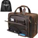 Augus Business Travel Briefcase Genuine Leather Duffel Bags for Men Laptop Bag fits 15.6 inches Laptop (Coffee-2)