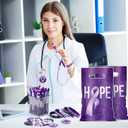 Supervitae 200 Pcs Purple Ribbon Awareness Accessories, Include 50 Ribbon Gift Bags 50 Purple Awareness Wristband 50 Pen 50 Button Pin for Campaign Support Supplies