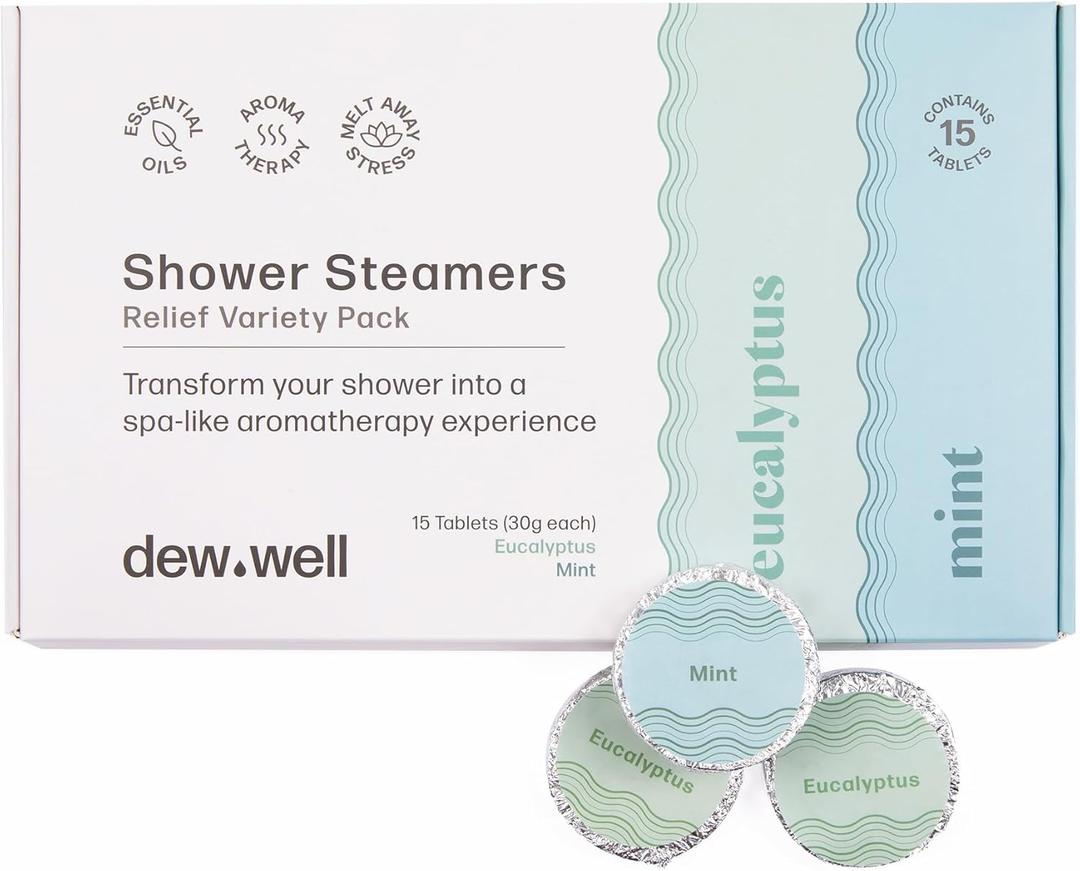 Shower Steamers Aromatherapy Variety Pack - 15 Count Bath Bombs - Spa Aromatherapy at Home - Relax & Unwind - Helps Clear Congestion & Boosts Mood - Eucalyptus & Mint Shower Bomb