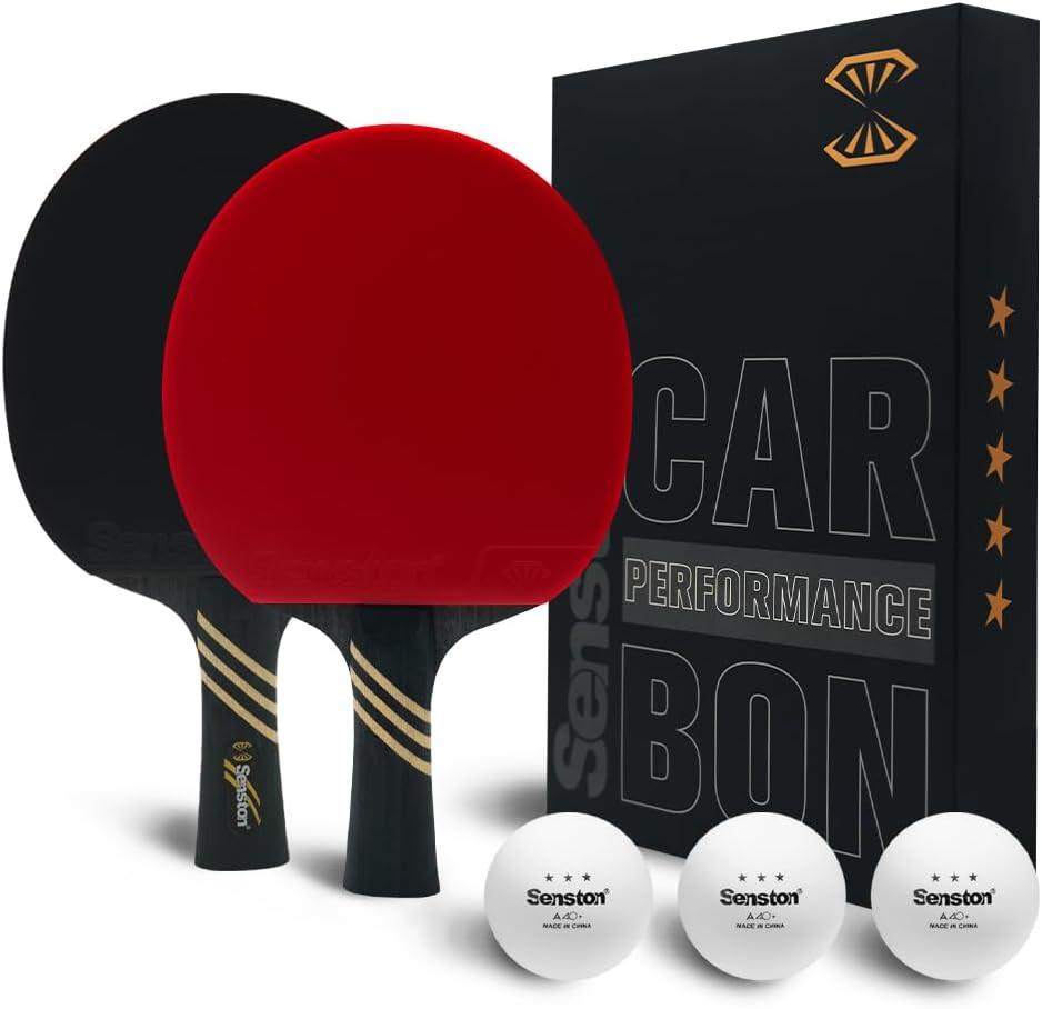Senston Professional Table Tennis Paddle with Carbon Technology, Ping Pong Paddle Set for Advanced Player, Superior Control Ping Pong Rackets for Competition