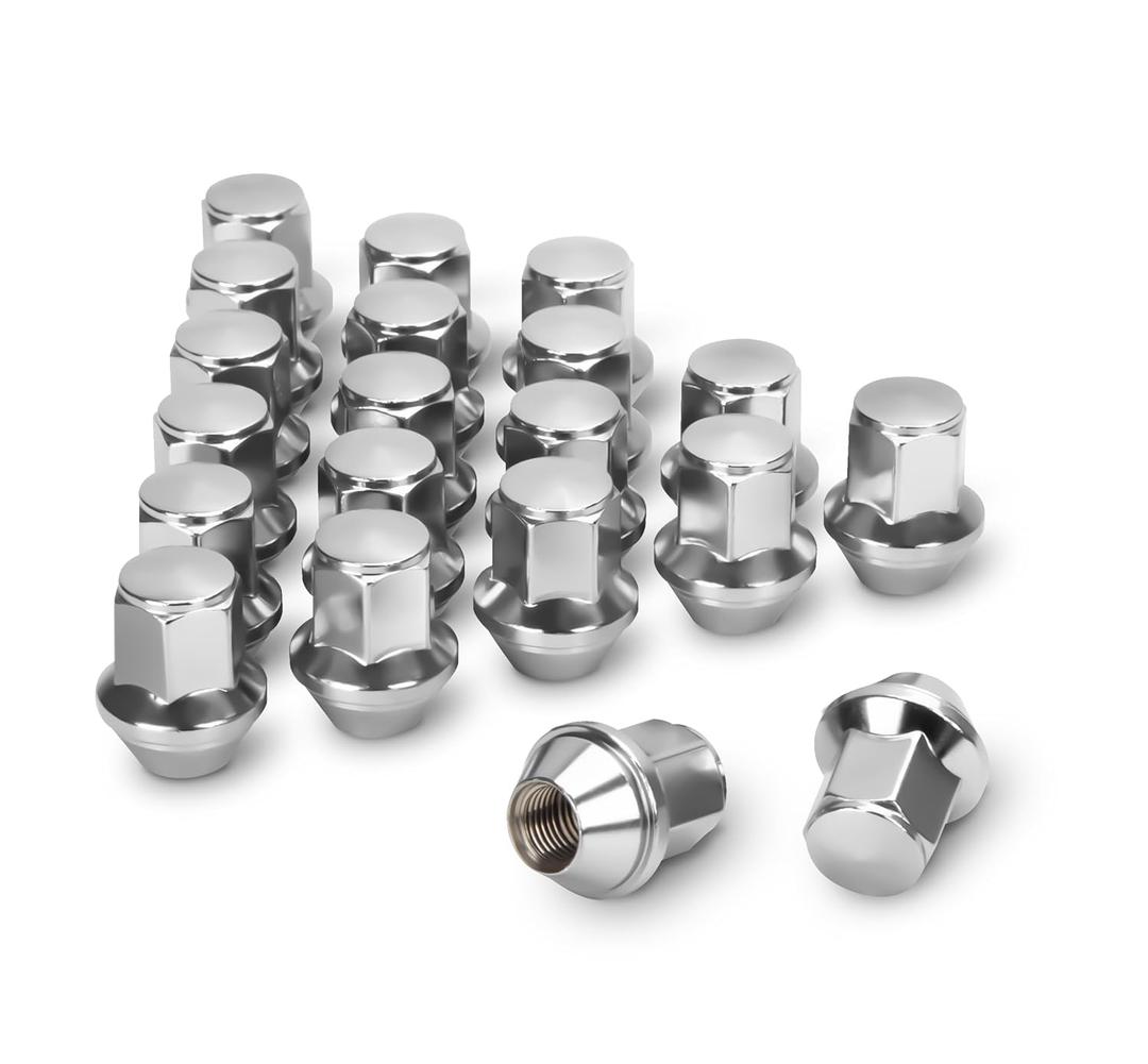 Dynofit 14x1.5 Factory Lug Nuts for Mustang Edge, 20pcs One-piece Style Chrome Wheel Nut Compatible With Ford Explorer Fusion Maverick, Alloy Steel Lugnut fit Aviator MKX Replace OE#ACPZ-1012-M/1012-D