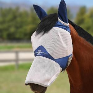 Harrison Howard Full Face Horse Fly Mask UV Protection and Breathable or Equine Use Comfortable Navy L