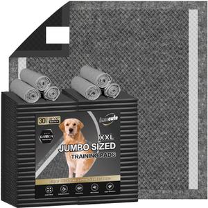 IMMCUTE Dog Pee Pads Extra Large 30"X36", 30 Count, Charcoal Puppy Pads, Absorbent Pads & Fast Drying Potty Pads for Dogs with Adhesive Strip, Disposable Pee Pads , Idea for Pet Training, Jumbo Size (Black)