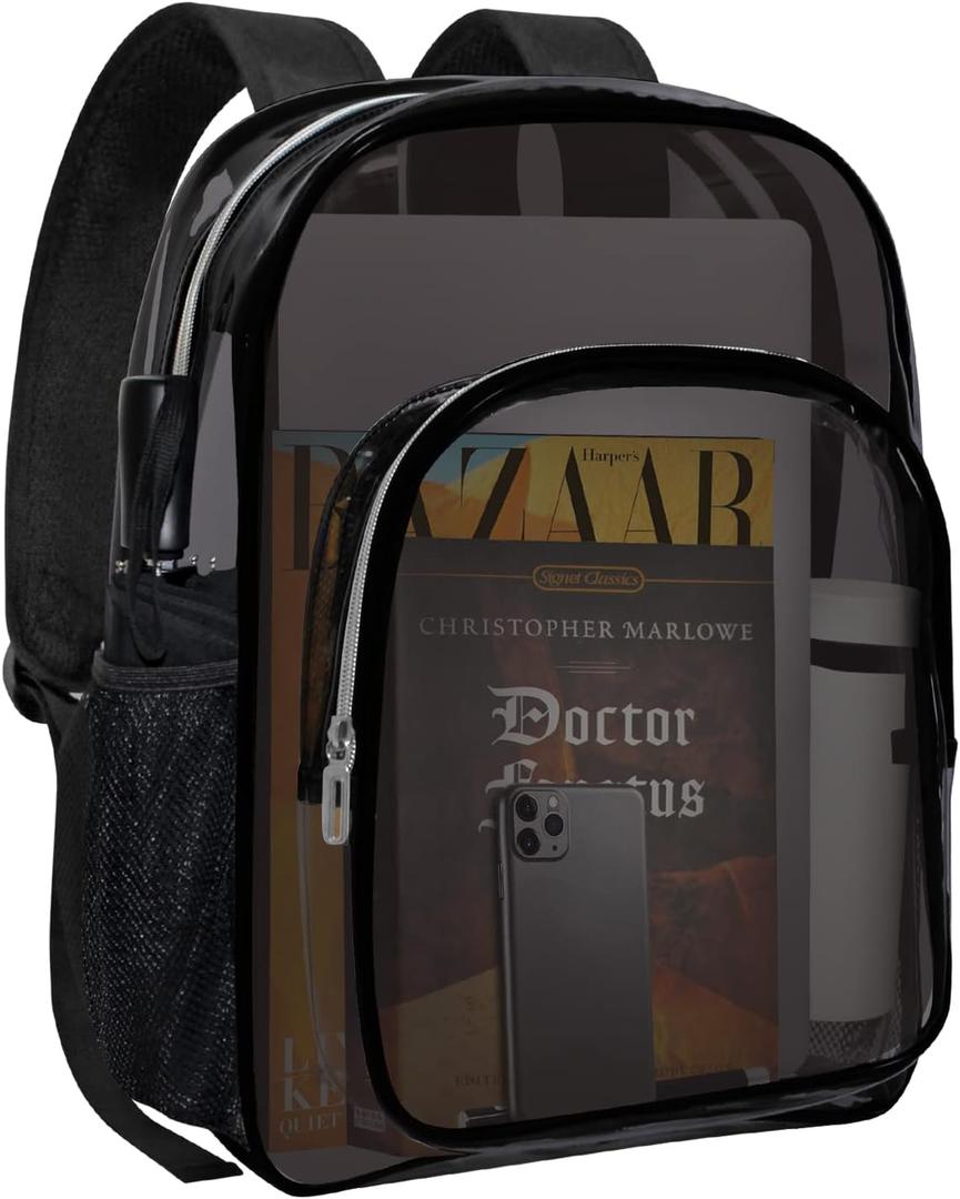HEEYA Clear Backpack Heavy Duty Transparent Backpack for Security, Sports, Work, Travel, Stadium