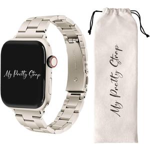 My Pretty Strap - Compatible Apple Watch Band Strap, Stainless Steel Fashion iWatch Replacement Strap- Easy Resizing, No Tool Needed, Fits Most Wrists- Compatible with Series 1-11, SE and Ultra (44MM / 45MM / 46MM / 49MM / (Series 1-3 - 42MM), Classic Vogue Starlight)