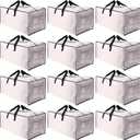 SWEET DOLPHIN 12 Pack Extra Large Moving Bags with Strong Zippers & Carrying Handles, Heavy Duty Storage Tote for Space Saving Moving Storage, Fold Flat, Alternative to Moving Box, Semi-Transparent