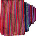 Lucio Fabrics Unique Native Peruvian Throw - Vibrant Colors Lightweight Durable - Home,Yoga, Beach,Camping,Picnic,Outdoor Activities Thin Blanket 70'' x 47'' (Red Andean Stripes)