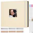 Hiwhy Scrapbook Photo Album, 3 Ring 12"x12" DIY Photo Album, Memory Scrapbook with 30 Sleeves 60 Pages, Perfect for Wedding, Travel, Family, Beige