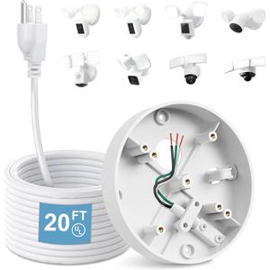 Plug-in Mount for Ring Floodlight Cam Wired Plus/Pro, Ring Smart Lighting Floodlight, Blink Wired Floodlight Cameras, Wyze Floodlight Camera V2/Pro, Electrical Box with 20ft Weatherproof Power Cable