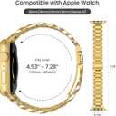 Metal Band Compatible with Apple Watch Band 42mm(Series 11 10) 41mm(Series 9 8 7) 40mm(Series 6 5 4 SE3/2/1) 38mm(Series 3 2 1), Dressy Stainless Steel iWatch Strap for Women (Gold)