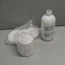 Amber Glass Mouthwash Dispenser for Bathroom, 16 OZ Mouthwash Dispenser with Pour Spout and Acacia Wood Cup Holder and Tray, Mouth Wash Bottle Container for Kitchen Bathroom Decor and Accessories