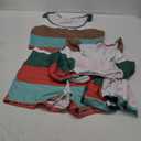 SHENHE Women's Plus Size 3 Piece Outfits Colorblock Striped Tank Top and Shorts Set with Cardigan (X-Large, Green)