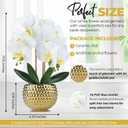 Large White Orchids Artificial Flowers with Gold Pot, 17"