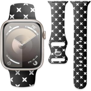 Sport Watch Band Compatible with Apple Watch 38mm 40mm 41mm, Waterproof Adjustable Soft Silicone Replacement Smartwatch Band for iWatch Series 10 9 8 7 6 5 4 3 2 1 Ultra for Women & Men