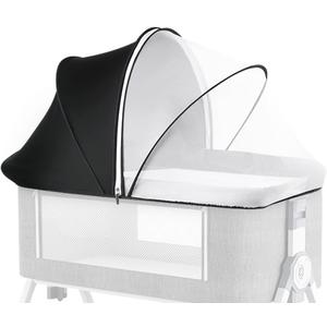 Bassinet Cover for Baby, Mosquito Net to Block Light, Breathable Bug Net Cover for Bedside Sleeper, Bassinet Tent Canopy with 2-Way Zipper to Keep Cats Out