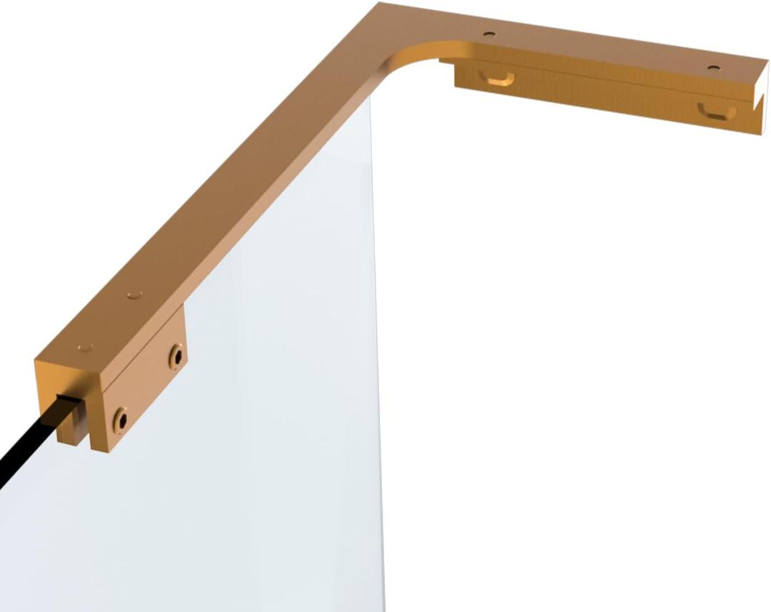 Shower Glass Support Bar, Both Sides Available, Frameless Bathroom Glass Clamp L Shape Panel Bracket, No Drill，Fixed Shower Panel to Wall (BRUSE Gold)