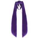ANOGOL Hair Cap+ 48inch/120cm Long Purple Wig with Double Ponytails Dark Purple Lolita Wigs with Bangs Pigtail Wigs for Anime Cosplay Long Straight Synthetic Hair Halloween Costume Themed Party