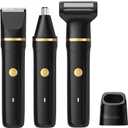 Beard Trimmer for Men,Manscape 3-in-1 Electric Razor Groin Groomer,IPX7 Waterproof Wet/Dry,Versatile Body Hair Trimmer for Ball/Beard/Nose,USB Rechargeable & Nose/Shaves Head,Christmas Gifts for Men